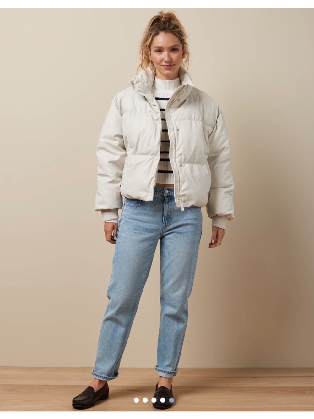 AE Vegan Leather Chill Puffer Jacket - Size Small